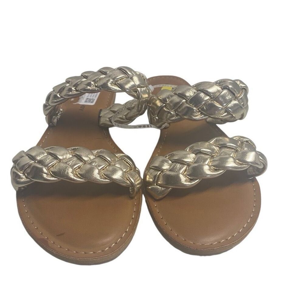 ROCK & CANDY by Zigi Jera Braided Gold Slip‎ On Sandals Size 7 New With Defects